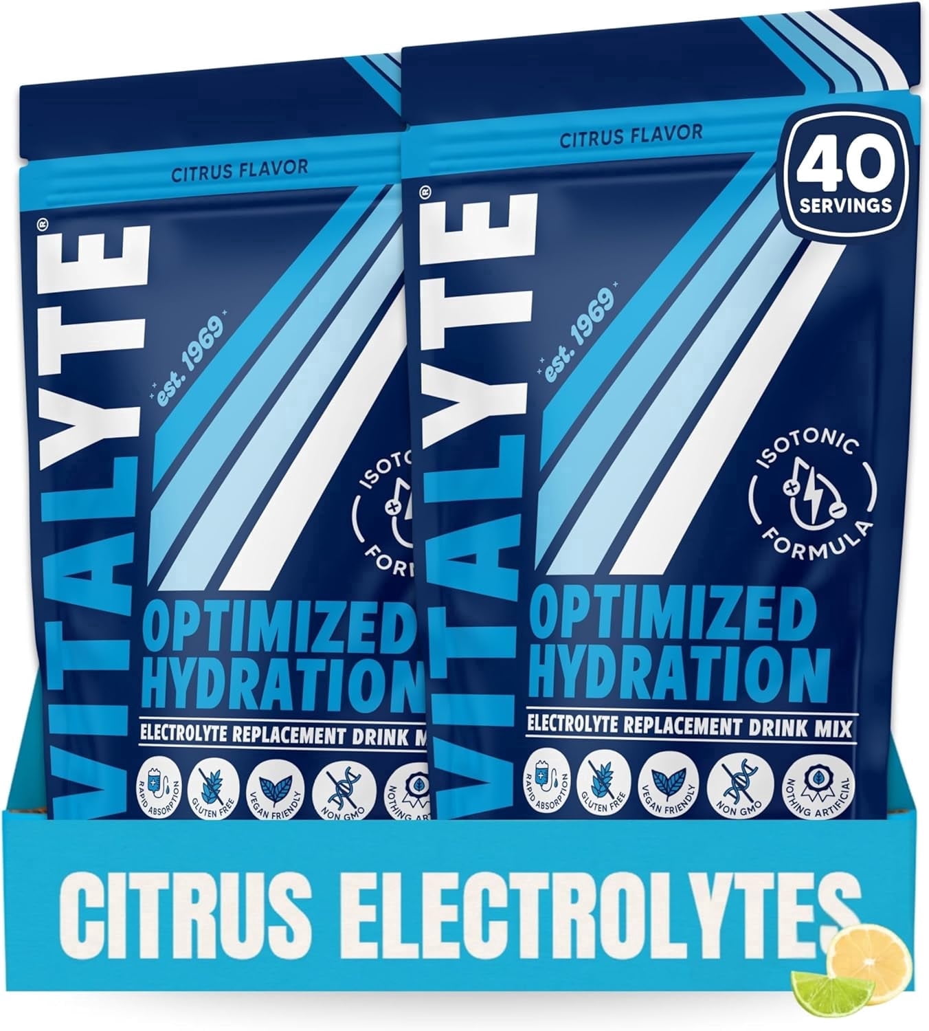 Vitalyte Cool Citrus Electrolyte Powder Mix, Isotonic Hydration, 80 Servings (2-pack, 35 oz Each)