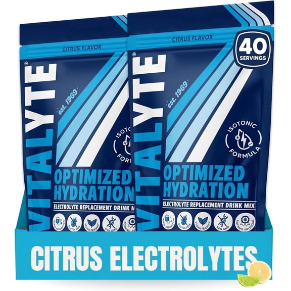 Vitalyte Cool Citrus Electrolyte Powder Mix, Isotonic Hydration, 80 Servings (2-pack, 35 oz Each)