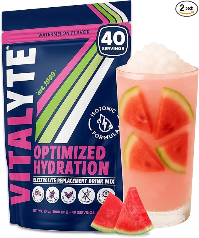 Vitalyte Watermelon Electrolyte Powder Mix, Isotonic Hydration, 80 Servings (2-pack, 35 oz Each)