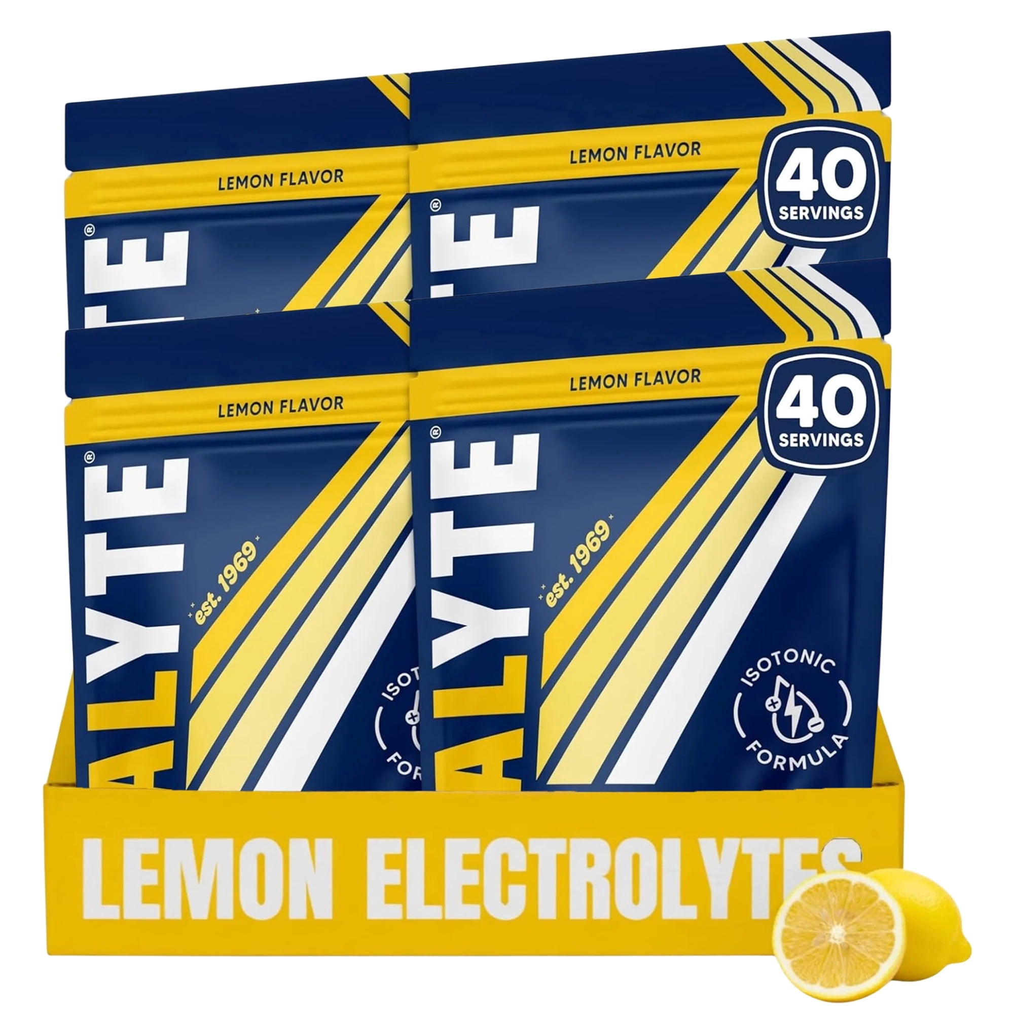 Vitalyte Lemon Electrolyte Powder Mix, Isotonic Hydration, 160 Servings (4-Pack, 35 oz each)