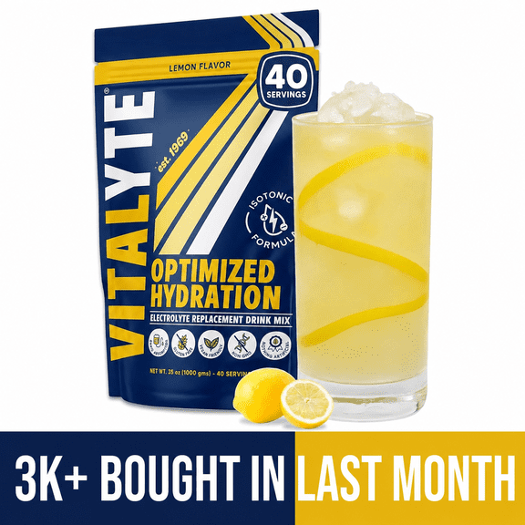 Vitalyte Lemon Electrolyte Powder Mix, Isotonic Hydration, 40 Servings, 35 oz