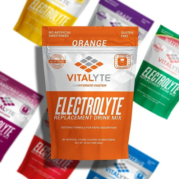 Vitalyte Orange Electrolyte Powder Mix, Isotonic Hydration, 160 Servings (4-Pack, 35 oz each)