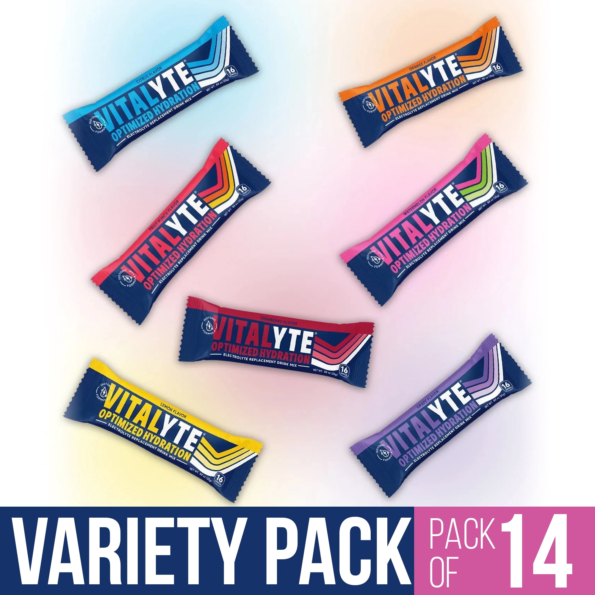 Vitalyte Variety Stick Pack Electrolyte Powder Mix, Isotonic Hydration, Pack of 14