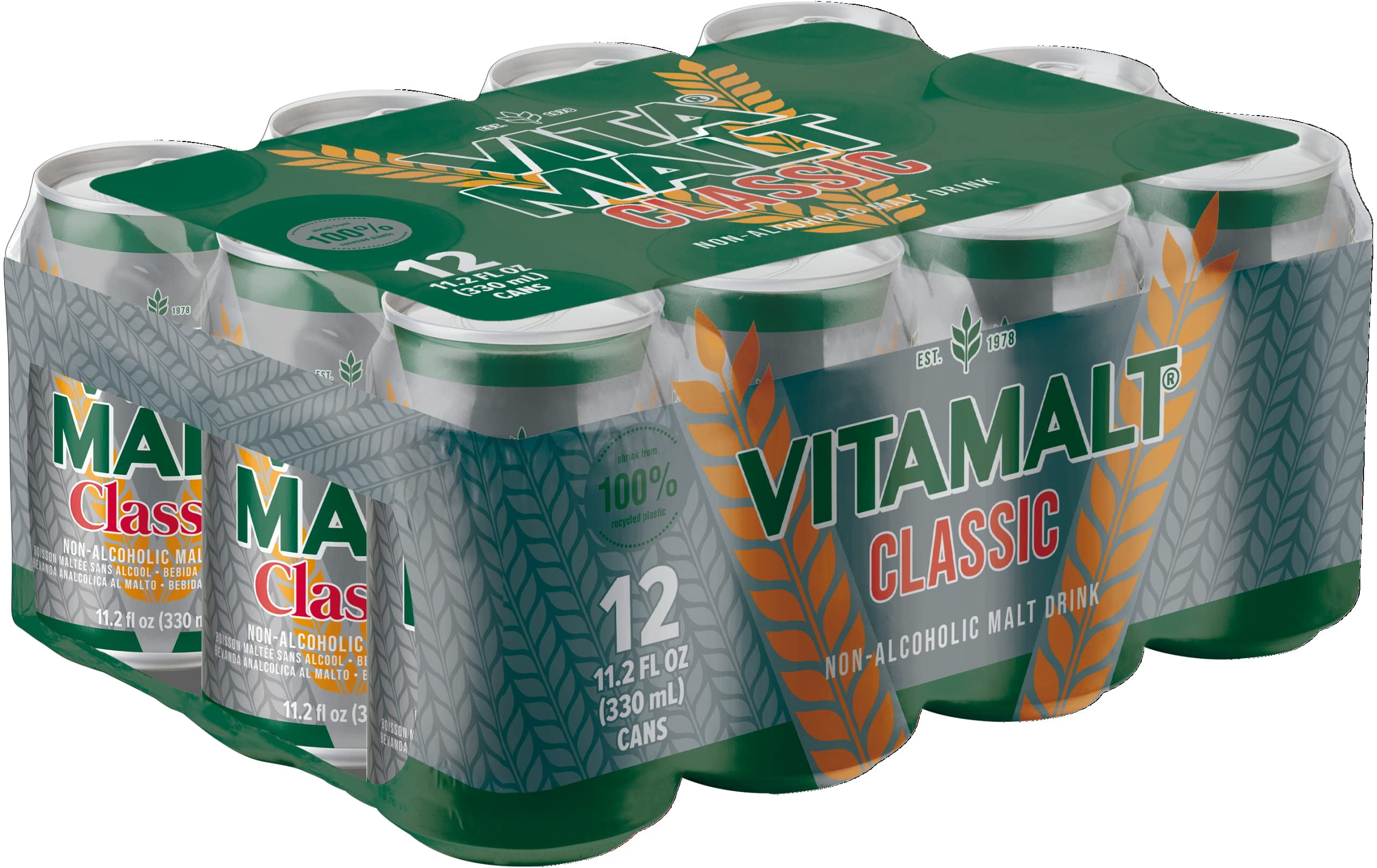 Vitamalt Classic, Non-Alcoholic FEV6Malt Drink, 11.2 Oz Can (Pack of 12)