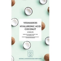Vitamasques Biodegradable Coconut Face Mask, Hydrating Hyaluronic Acid,  for All Skin Types, One Sheet