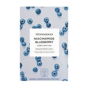 Vitamasques Biodegradable Niacinamide Blueberry Mask, for All Skin Types, Pore Purifying, One Sheet