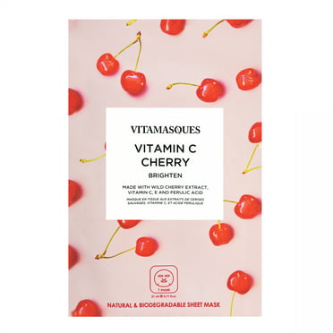 Vitamasques Biodegradable Vitamin C & Cherry Mask, Brighten, One Sheet Mask
