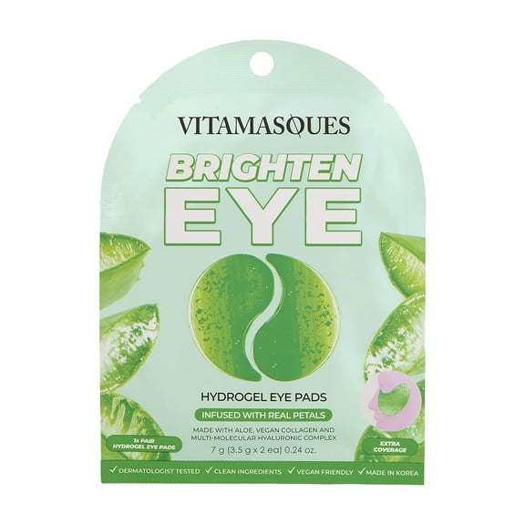Vitamasques Brighten Hydrogel Eye Pads, Infused with Real Petals, 1 Pair