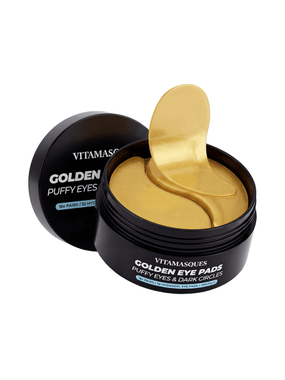 Golden Hydrogel Eye Pads for Puffy Eyes & Dark Circles, 16 Pairs