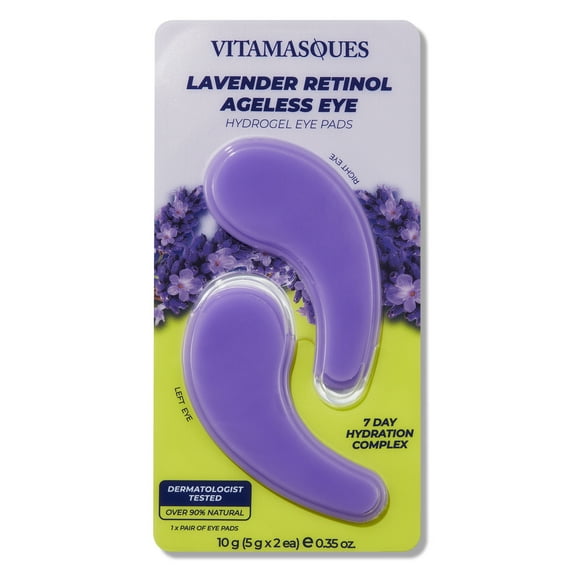 Vitamasques Lavender Retinol Ageless Eye Pads, Ultra-Cooling and Hydrating, for All Skin Types, 1 Pack