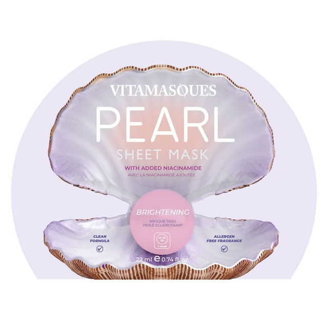 Vitamasques Pearl Face Mask, Brightening, One Sheet Mask