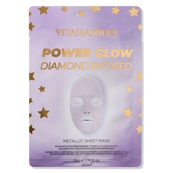 Vitamasques Power Glow Diamond Infused Metallic Sheet Mask - 0.74 fl oz