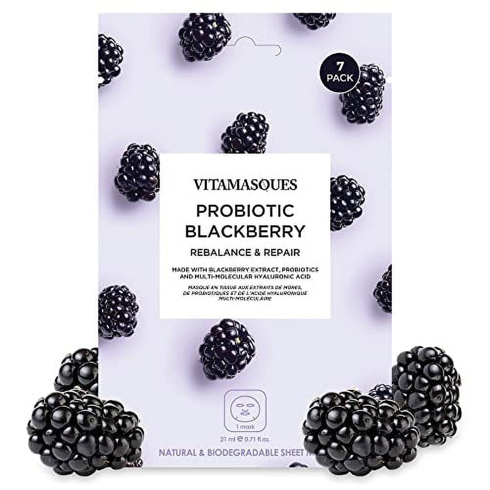Vitamasques Probiotic Blackberry Face Sheet Mask 7 Pack Facial Mask