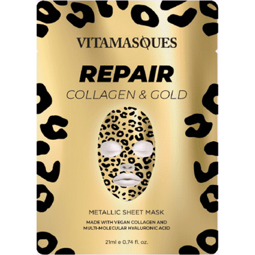 Vitamasques Repair Metallic Sheet Mask, Vegan Collagen, for All Skin Types, One Sheet Mask