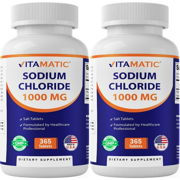 Vitamatic 2 Pack Sodium Chloride 1000mg, 365 Tablets