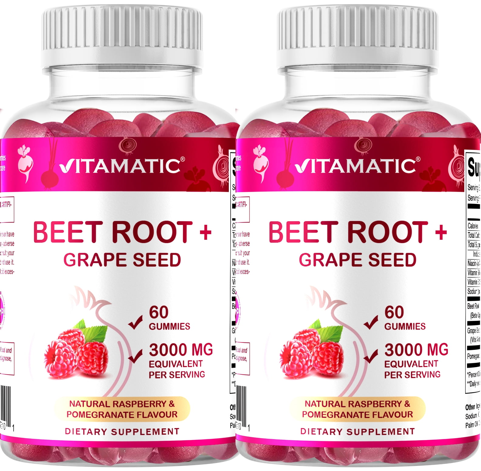 Vitamatic 2 Packs Beet Root Gummies - 3000 mg Equivalent Per Serving ...