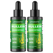 Vitamatic 2 Packs Liquid Mullein Leaf 1000mg per Serving - 2 FL OZ - Supports Healthy Respiratory, Bronchial & Immune Function Total 4 OZ