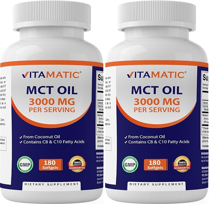 Vitamatic 2 Packs MCT Oil Capsules 3000 mg per Serving 180 Softgels