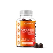 Vitamatic Pumpkin Seed 20:1 Extract & Saw Palmetto 10:1 Extract Gummies – Sugar-Free Botanical Extract – Natural Raspberry Flavor – Vegan, Non-GMO, Plant-Based Gummies – 60 Count - 2 Pack (120 Count)