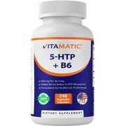 Vitamatic 5-HTP 200mg with B6 5mg Per Serving - 240 Vegetarian Capsules 5-Hydroxytryptophan - Griffonia Simplicifolia Seed Extract