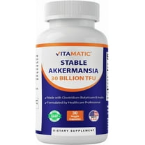 Vitamatic Akkermansia Muciniphila 30 Billion TFU   Clostridium Butyricum   Prebiotic Inulin - GLP-1 Probiotic - 30 Vegan Capsules - 30 Servings