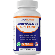 Vitamatic Akkermansia Muciniphila Gut Health - 60 DR Capsules (Delayed Released) - Made with Prebiotic Inulin Fiber