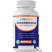 Vitamatic Akkermansia Muciniphila Gut Health - 60 DR Capsules (Delayed Released) - Made with Prebiotic Inulin Fiber