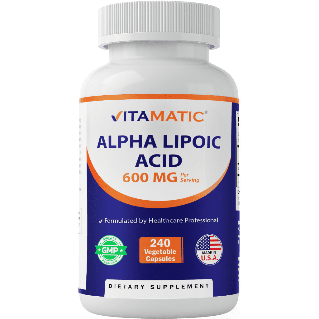 Vitamatic Alpha Lipoic Acid 600mg Vegetarian Capsules Supports ...