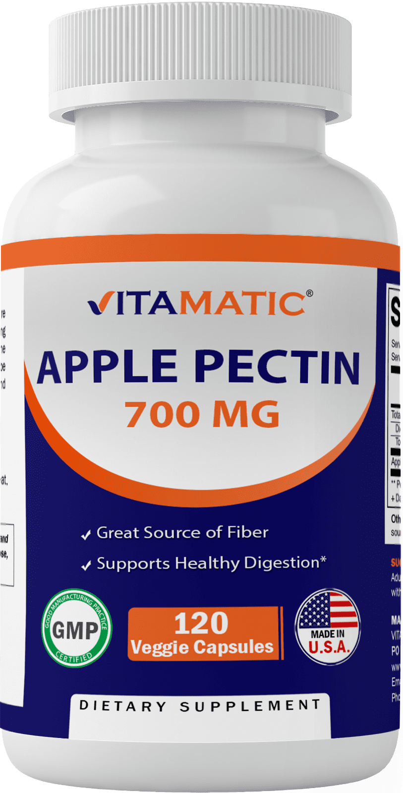 Vitamatic Apple Pectin 700 mg 120 Veg Capsules