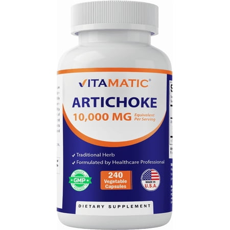 Vitamatic Artichoke Extract Vegetable Capsules 10000mg 240 Count - Non-GMO, Gluten Free Supplement - Made in The USA
