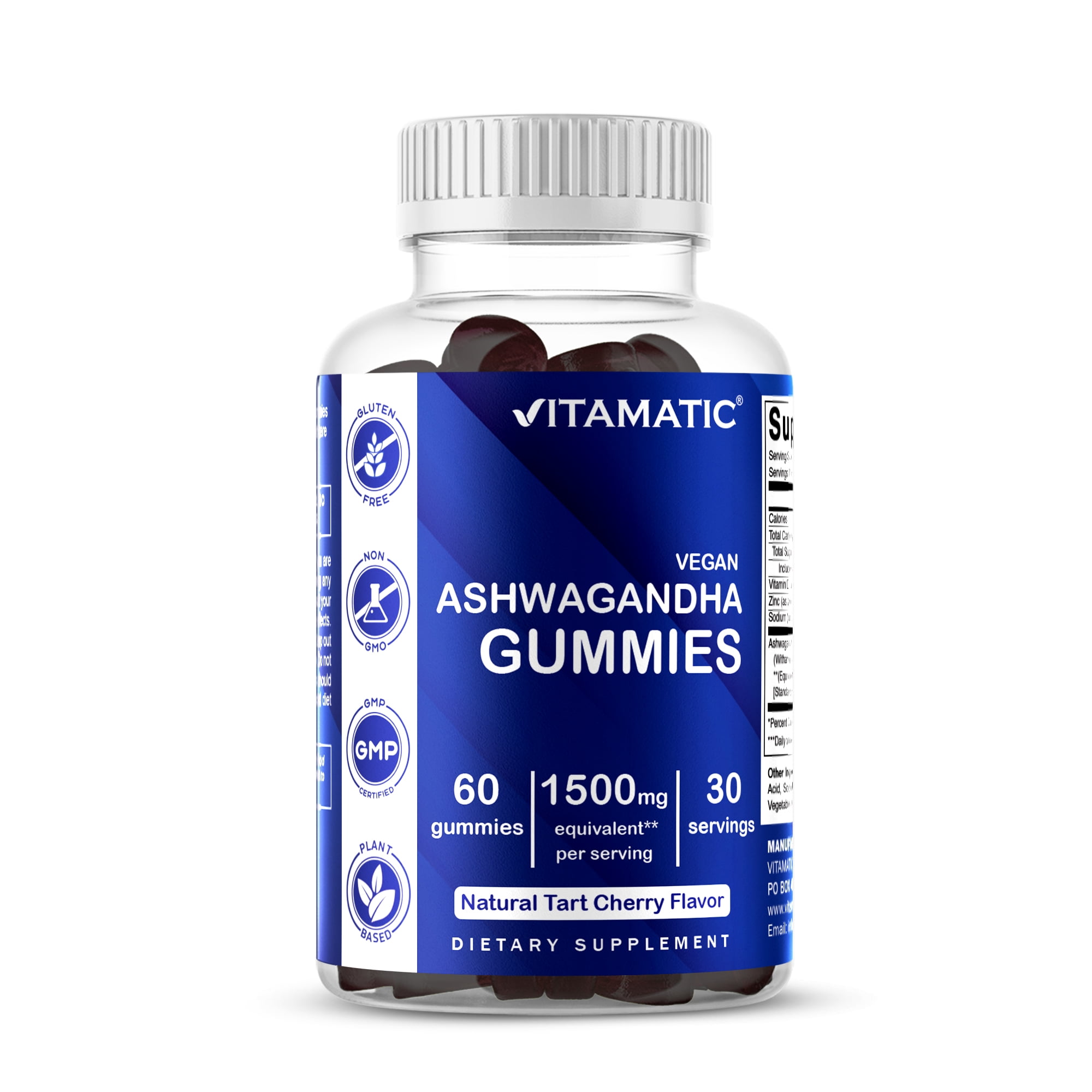 Vitamatic Ashwagandha Gummies 1500mg, 3% Withanolides, Vegan, Stress Relief, Calmness, Immune Support