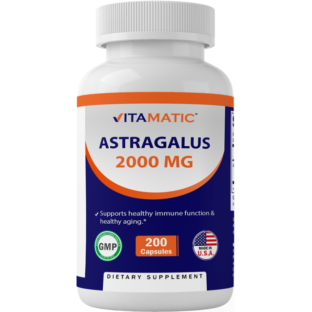Vitamatic Astragalus Root 2000 mg 200 Ct (Double dose compare to