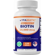 Vitamatic Biotin 20,000 mcg (20 mg) with Keratin 120 Tablets