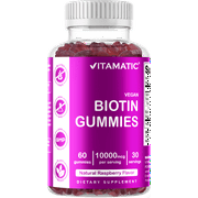 Vitamatic Biotin Gummies 10,000 mcg for  Hair, Skin & Nails Supports - 60 Vegan Gummies - Also Called Vitamin B7