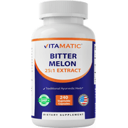 Vitamatic Bitter Melon 251 Extract, 25000mg Equivalent Strength Per Serving, 240 Vegetarian Capsules, and Concentrated 25X Potency 100% Vegetarian, All-Natural and Non-GMO