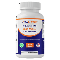 Vitamatic Calcium 1200mg with Vitamin D3 2000 IU (50mcg) – Bone & Immune Support Formula – 240 Tablets – High Absorption Calcium Carbonate with D3 – Non-GMO, Gluten-Free
