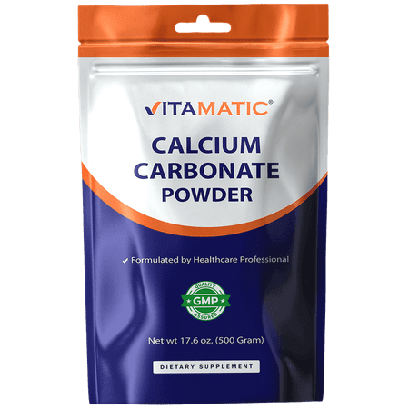 Vitamatic Calcium Carbonate Powder – 500 g (17.6 oz) – Unflavored Dietary Supplement Powder Non-GMO