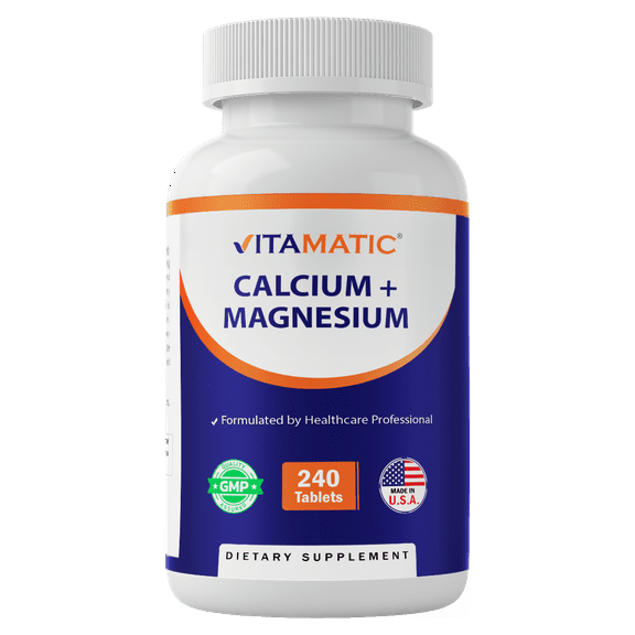 Vitamatic Calcium Magnesium Complex - 1000mg Calcium, 500mg Magnesium, Gluten-Free & Gluten Free - Supplement for Bone Health  240 Tablets