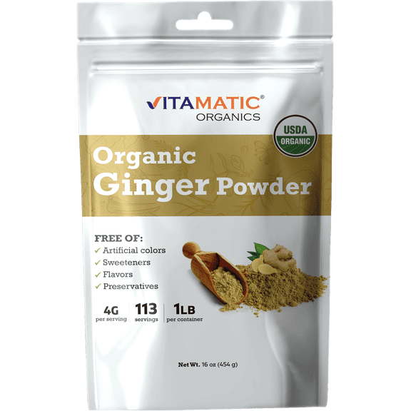 Vitamatic Certified USDA Organic Ginger Powder 1 Pound (16 Ounce)