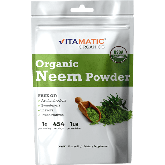 Vitamatic Certified USDA Organic Neem Leaf Powder 1 Pound (16 Ounce)
