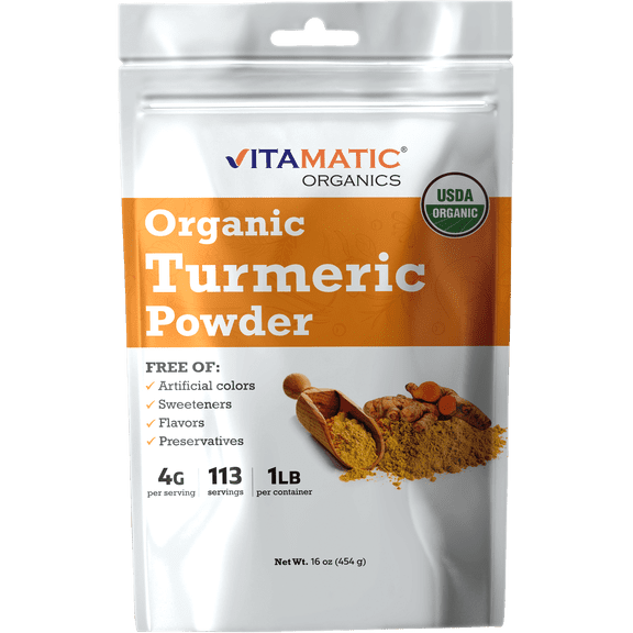 Vitamatic Certified USDA Organic Turmeric Powder 1 Pound (16 Ounce)