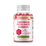 Vitamatic Chromium Picolinate 1000 mcg - 90 Gummies - High Potency Chromium - Raspberry Flavor