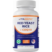 Vitamatic Citrinin-Free Red Yeast Rice 1200 mg. Capsules with CoQ10 100mg, Flush Free Niacin 100mg, & Garlic Powder 20mg - 120 Veg Capsules