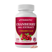 Vitamatic Cranberry 500 mg 1001 Extract 2 Capsules with Vitamin C & E   120 Veg Capsules   Urinary Tract & Bladder Support Supplement   Non-GMO, Gluten Free, Made in USA