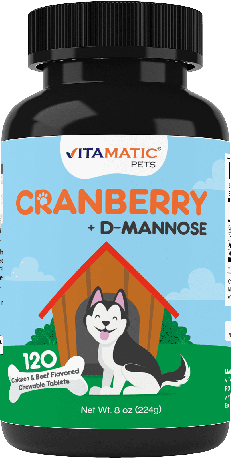 Vitamatic Cranberry UTI Relief 120 Chewable Tablets for Dogs D