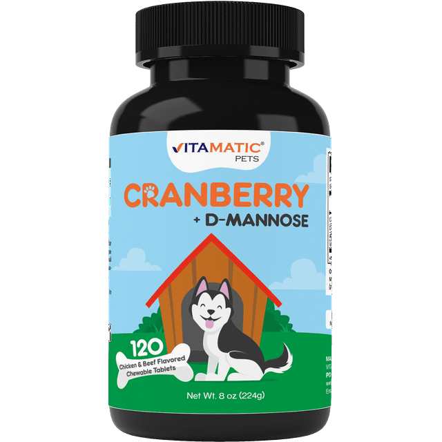 Vitamatic Cranberry for Dogs 120 Chewable Tablets Added DMannose, Apple Cider, Vitamin C