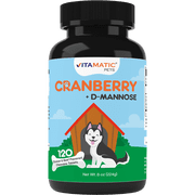 Vitamatic Cranberry for Dogs - 120 Chewable Tablets - Added D-Mannose, Apple Cider, Vitamin C for Urinary Tract Support, Bladder Support for Dogs