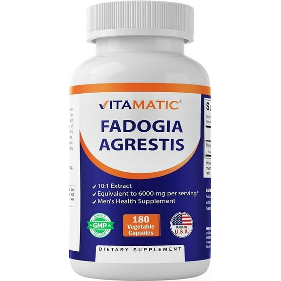 Vitamatic Fadogia Agrestis 10:1 Extract 600 mg (Equivalent to 6000 mg fadogia stem) 180 Veg Capsules