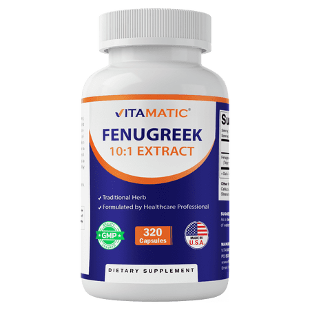 Vitamatic Fenugreek (Methi) Capsules – Trigonella Foenum-Graecum Botanical Extract – Vegetarian, Non-GMO – Plant-Based Herbal Supplement – 320 Count