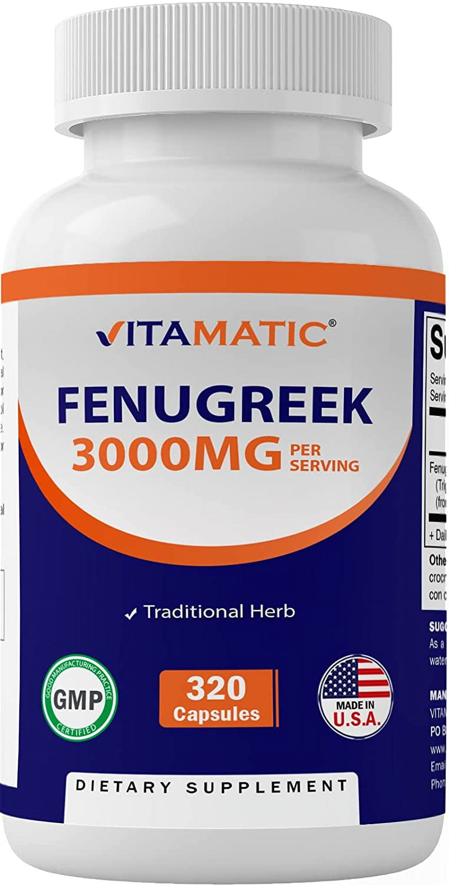 Vitamatic Herbal Supplement Extra Strength Fenugreek 3000mg 320 Veg